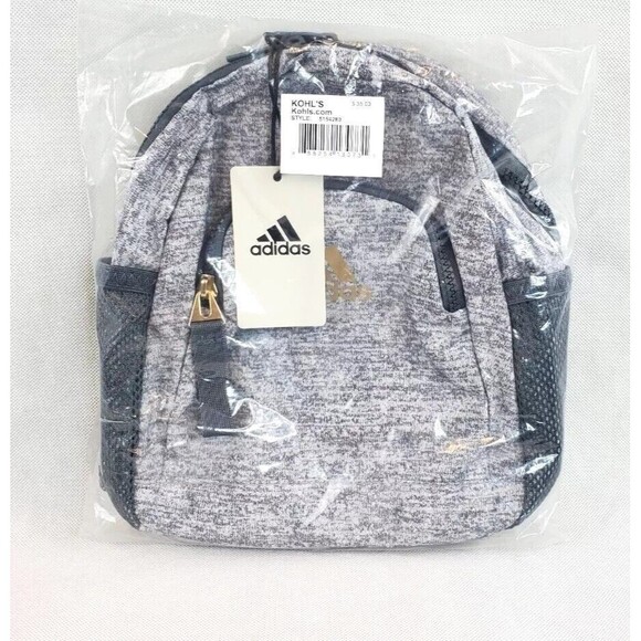 Adidas Kids Backpack Tote Zip Jersey Onix Grey Linear 3 Mini 5154280 NWT - Picture 2 of 10